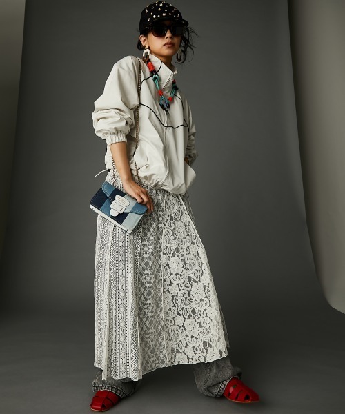 レースパッチワークロングスカート(ペチスカート付) ＜大きいサイズ有＞GEVS.（スカート）｜GEVS.（ジェイヴィス）