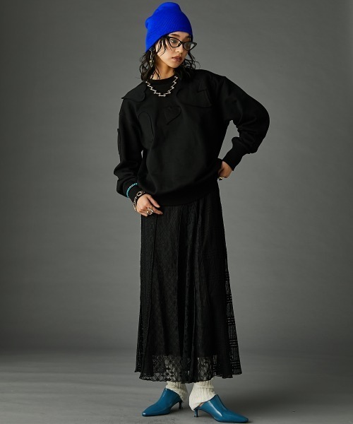 レースパッチワークロングスカート(ペチスカート付) ＜大きいサイズ有＞GEVS.（スカート）｜GEVS.（ジェイヴィス）