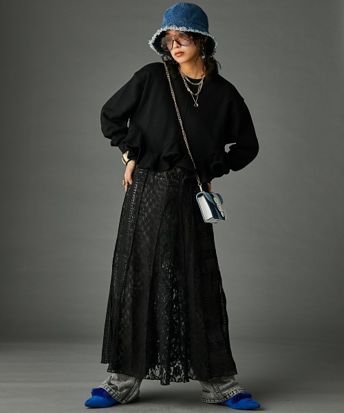 レースパッチワークロングスカート(ペチスカート付) ＜大きいサイズ有＞GEVS.（スカート）｜GEVS.（ジェイヴィス）