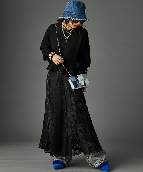 レースパッチワークロングスカート(ペチスカート付) ＜大きいサイズ有＞GEVS.（スカート）｜GEVS.（ジェイヴィス）