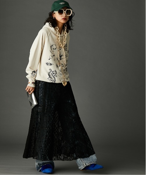 レースパッチワークロングスカート(ペチスカート付) ＜大きいサイズ有＞GEVS.（スカート）｜GEVS.（ジェイヴィス）