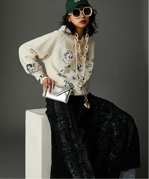 レースパッチワークロングスカート(ペチスカート付) ＜大きいサイズ有＞GEVS.（スカート）｜GEVS.（ジェイヴィス）