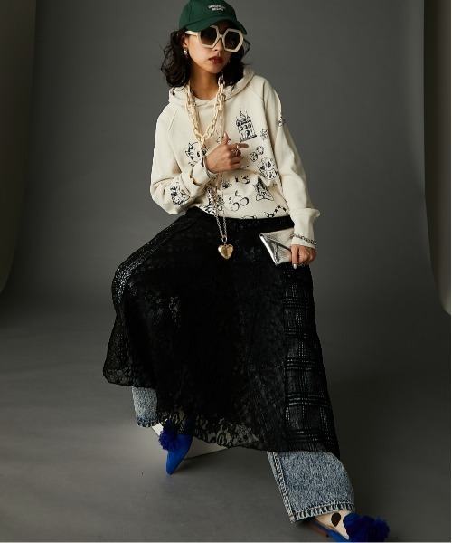 レースパッチワークロングスカート(ペチスカート付) ＜大きいサイズ有＞GEVS.（スカート）｜GEVS.（ジェイヴィス）