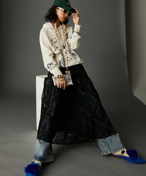 レースパッチワークロングスカート(ペチスカート付) ＜大きいサイズ有＞GEVS.（スカート）｜GEVS.（ジェイヴィス）