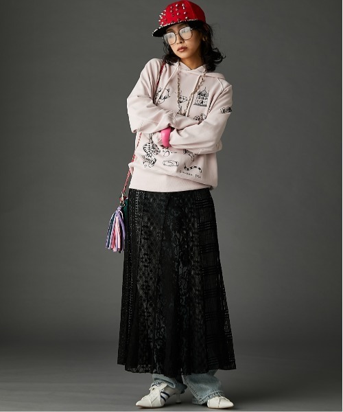 レースパッチワークロングスカート(ペチスカート付) ＜大きいサイズ有＞GEVS.（スカート）｜GEVS.（ジェイヴィス）