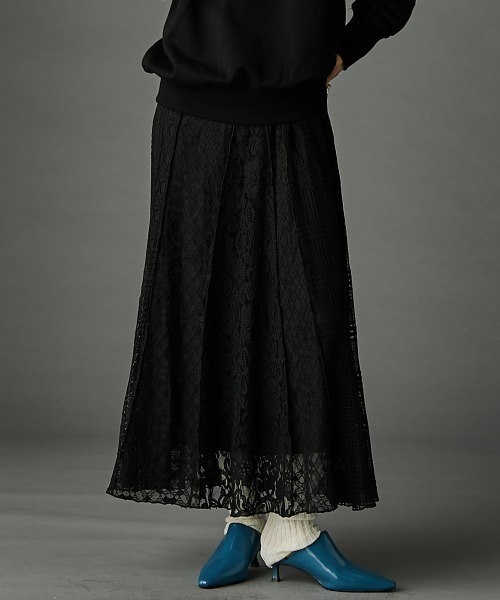 レースパッチワークロングスカート(ペチスカート付) ＜大きいサイズ有＞GEVS.（スカート）｜GEVS.（ジェイヴィス）