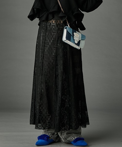 レースパッチワークロングスカート(ペチスカート付) ＜大きいサイズ有＞GEVS.（スカート）｜GEVS.（ジェイヴィス）