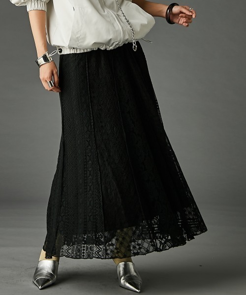 レースパッチワークロングスカート(ペチスカート付) ＜大きいサイズ有＞GEVS.（スカート）｜GEVS.（ジェイヴィス）