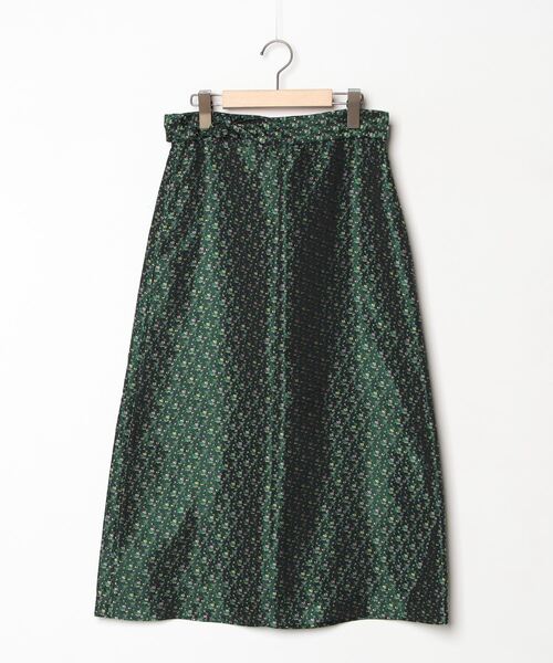 ロシャス ROCHAS スカート グリーン シルク混 花柄 ジャガード フレア ロシャス ROCHAS スカート グリーン シルク混 花柄 ジャガード