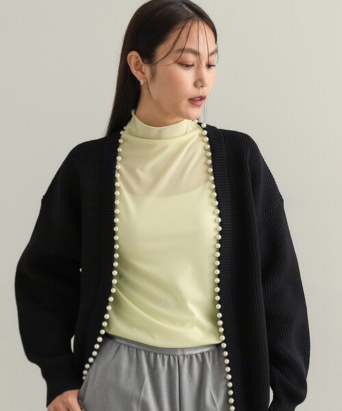 OPAQUE.CLIP（オペークドットクリップ）の「◆シアーメロウハイネックトップス【洗濯機洗い可】（Tシャツ/カットソー・レディース・ホワイト/ライトグレー/ライトイエロー系/ブラック・36/38/40/42）」の6枚目の写真
