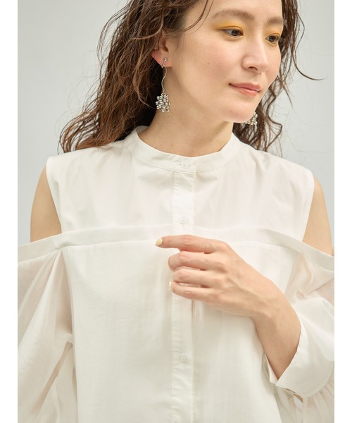 DOLLUPOOPS（ドールアップウップス）の「ショルダーオープンレイヤードライクブラウス（シャツ/ブラウス・レディース・オフホワイト/ブラック・38）」の11枚目の写真