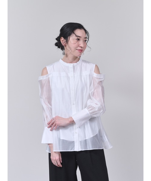 DOLLUPOOPS（ドールアップウップス）の「ショルダーオープンレイヤードライクブラウス（シャツ/ブラウス・レディース・オフホワイト/ブラック・38）」の16枚目の写真