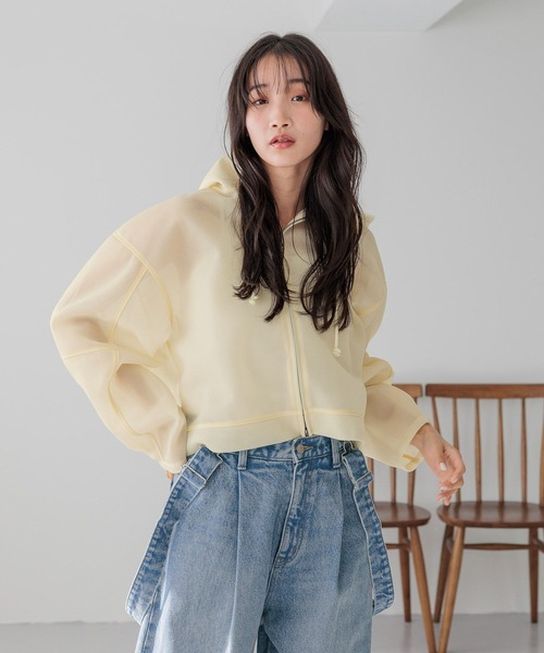 LOWRYS FARM（ローリーズファーム）の「シアーダンボールフーディ 289740（パーカー・レディース・ホワイト/イエロー/ブルー・FREE）」の21枚目の写真