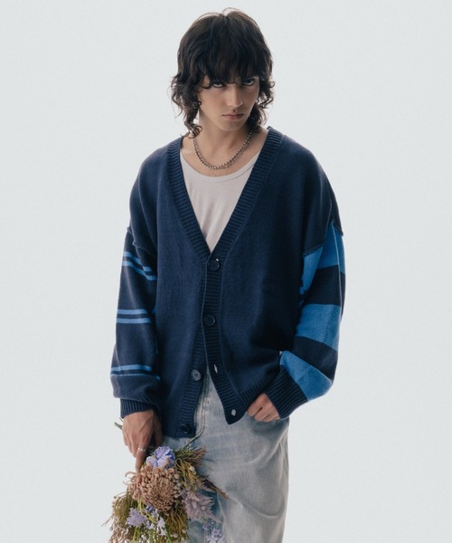 ROYAL FLASH（ロイヤルフラッシュ）の「Maison ULA/メゾン ウラ/ボーダースリーブカーディガン（カーディガン/ボレロ・メンズ・ネイビー・2/1）」の3枚目の写真