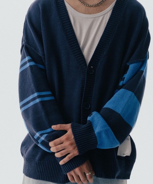 ROYAL FLASH（ロイヤルフラッシュ）の「Maison ULA/メゾン ウラ/ボーダースリーブカーディガン（カーディガン/ボレロ・メンズ・ネイビー・2/1）」の13枚目の写真