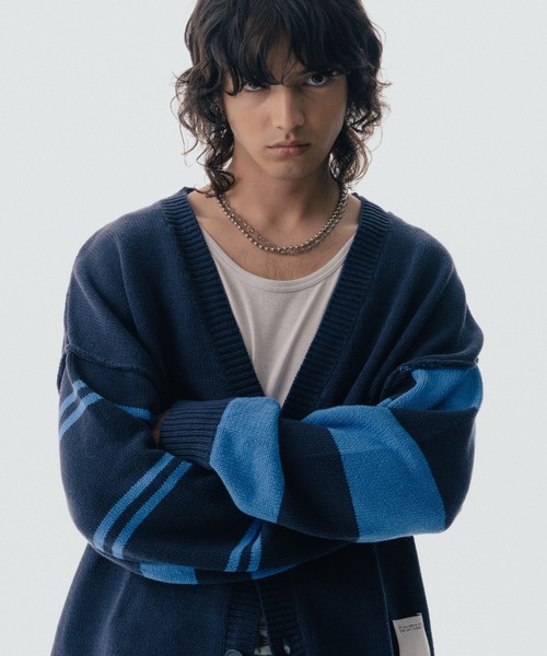 ROYAL FLASH（ロイヤルフラッシュ）の「Maison ULA/メゾン ウラ/ボーダースリーブカーディガン（カーディガン/ボレロ・メンズ・ネイビー・2/1）」の14枚目の写真