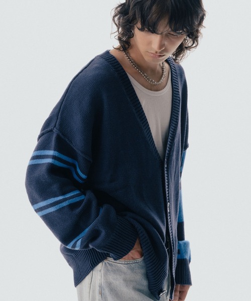 ROYAL FLASH（ロイヤルフラッシュ）の「Maison ULA/メゾン ウラ/ボーダースリーブカーディガン（カーディガン/ボレロ・メンズ・ネイビー・2/1）」の5枚目の写真