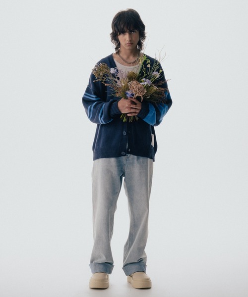 ROYAL FLASH（ロイヤルフラッシュ）の「Maison ULA/メゾン ウラ/ボーダースリーブカーディガン（カーディガン/ボレロ・メンズ・ネイビー・2/1）」の8枚目の写真