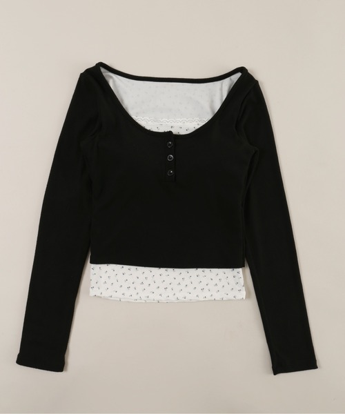 PHILLY（フィリー）の「【PHILLY】花柄レイヤードトップス（Tシャツ/カットソー・レディース・アイボリー/ブラック/グレー・FREE）」の22枚目の写真