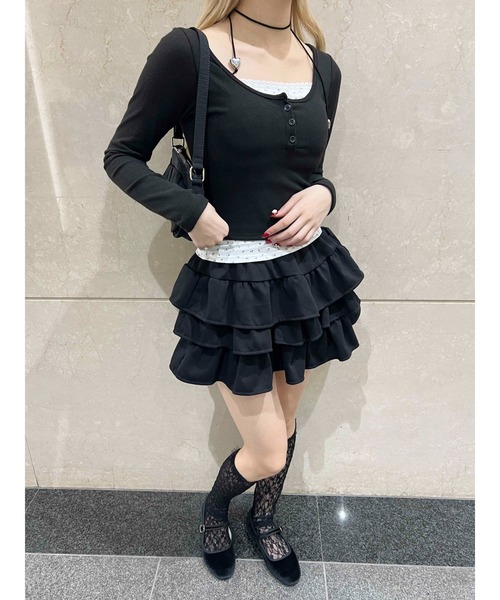 PHILLY（フィリー）の「【PHILLY】花柄レイヤードトップス（Tシャツ/カットソー・レディース・アイボリー/ブラック/グレー・FREE）」の14枚目の写真