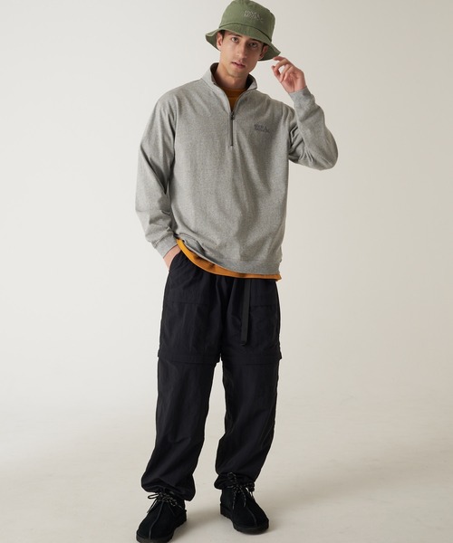 Eddie Bauer（エディーバウアー）の「EBロゴ ハーフジップ 長袖 Tシャツ（Tシャツ/カットソー・メンズ・杢グレー/ダークネイビー/オレンジ・XXL/XL/L/M）」の6枚目の写真