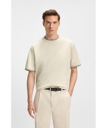 HUGO BOSS（ヒューゴボス）の「シルケットコットン Tシャツ ストライプカフ（Tシャツ/カットソー）」