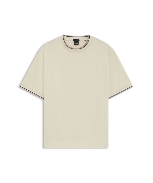 BOSS（ボス）の「シルケットコットン Tシャツ ストライプカフ（Tシャツ/カットソー・メンズ・ホワイト/ブラック・M/S/XL/L/XS/XXL/XXXL）」の6枚目の写真