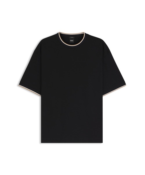 BOSS（ボス）の「シルケットコットン Tシャツ ストライプカフ（Tシャツ/カットソー・メンズ・ホワイト/ブラック・M/S/XL/L/XS/XXL/XXXL）」の10枚目の写真