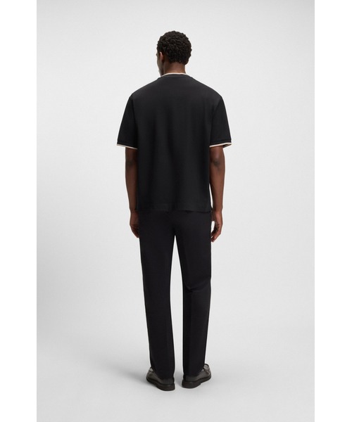 BOSS（ボス）の「シルケットコットン Tシャツ ストライプカフ（Tシャツ/カットソー・メンズ・ホワイト/ブラック・M/S/XL/L/XS/XXL/XXXL）」の9枚目の写真