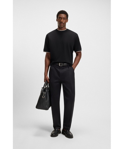 BOSS（ボス）の「シルケットコットン Tシャツ ストライプカフ（Tシャツ/カットソー・メンズ・ホワイト/ブラック・M/S/XL/L/XS/XXL/XXXL）」の8枚目の写真