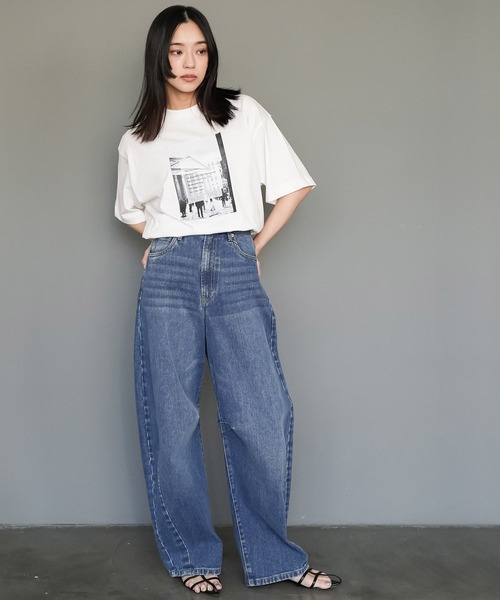 mili an deni(ミリアンデニ)の「半袖フォトプリントTシャツ(Tシャツ/カットソー・レディース・オフホワイト/ブラック/チャコールグレー・M/L)」の7枚目の写真