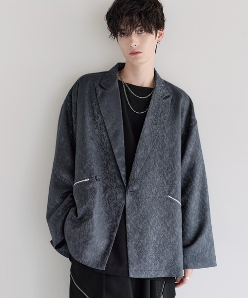 ルーズシルエットワイドアームジャガードテーラードジャケット