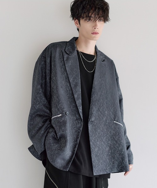 ルーズシルエットワイドアームジャガードテーラードジャケット