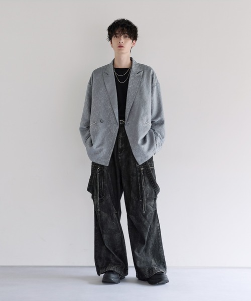 LILL（リル）の「ルーズシルエットワイドアームジャガードテーラードジャケット（テーラードジャケット・メンズ・ブラック/ライトグレー/チャコールグレー・S/XL/L/M）」の11枚目の写真