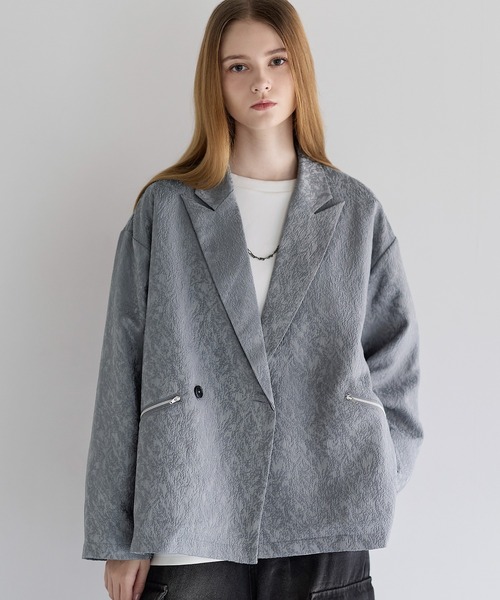 LILL（リル）の「ルーズシルエットワイドアームジャガードテーラードジャケット（テーラードジャケット・メンズ・ブラック/ライトグレー/チャコールグレー・S/XL/L/M）」の8枚目の写真