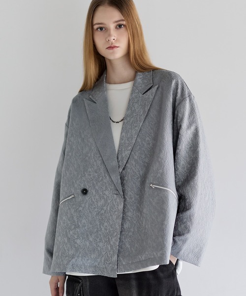 LILL（リル）の「ルーズシルエットワイドアームジャガードテーラードジャケット（テーラードジャケット・メンズ・ブラック/ライトグレー/チャコールグレー・S/XL/L/M）」の4枚目の写真