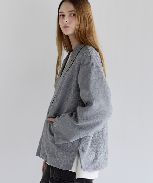 LILL（リル）の「ルーズシルエットワイドアームジャガードテーラードジャケット（テーラードジャケット・メンズ・ブラック/ライトグレー/チャコールグレー・S/XL/L/M）」の7枚目の写真