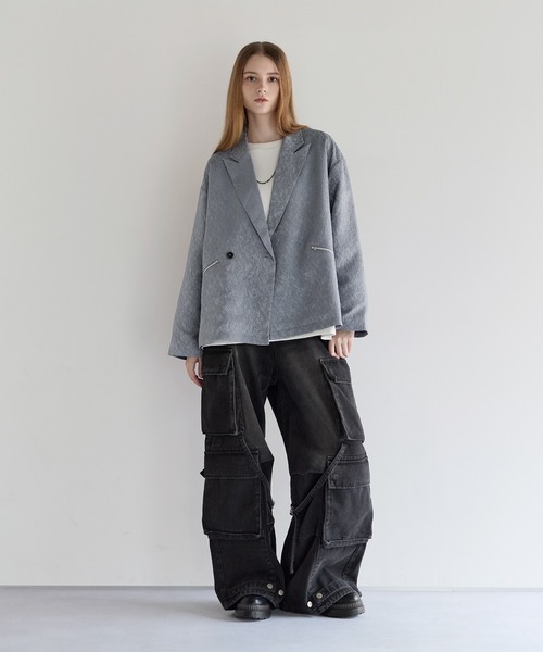 LILL（リル）の「ルーズシルエットワイドアームジャガードテーラードジャケット（テーラードジャケット・メンズ・ブラック/ライトグレー/チャコールグレー・S/XL/L/M）」の17枚目の写真