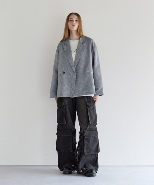 LILL（リル）の「ルーズシルエットワイドアームジャガードテーラードジャケット（テーラードジャケット・メンズ・ブラック/ライトグレー/チャコールグレー・S/XL/L/M）」の19枚目の写真