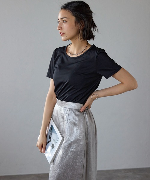 etre pret（エトレプレ）の「多サイズ展開 ラウンドネック半袖カットソー（Tシャツ/カットソー・レディース・ホワイト/ブラック・7号/11号/9号/13号/5号/15号）」の5枚目の写真