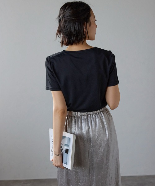 etre pret（エトレプレ）の「多サイズ展開 ラウンドネック半袖カットソー（Tシャツ/カットソー・レディース・ホワイト/ブラック・7号/11号/9号/13号/5号/15号）」の6枚目の写真