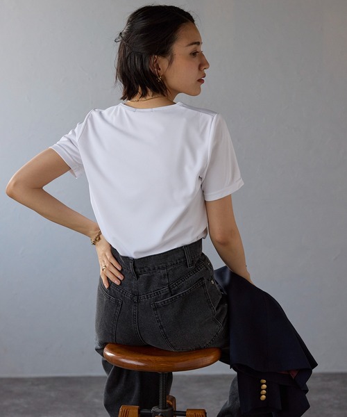 etre pret（エトレプレ）の「多サイズ展開 ラウンドネック半袖カットソー（Tシャツ/カットソー・レディース・ホワイト/ブラック・7号/11号/9号/13号/5号/15号）」の12枚目の写真