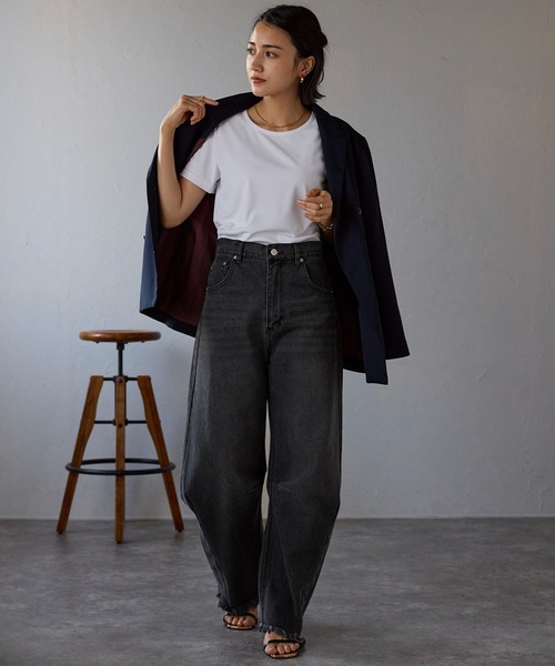 etre pret（エトレプレ）の「多サイズ展開 ラウンドネック半袖カットソー（Tシャツ/カットソー・レディース・ホワイト/ブラック・7号/11号/9号/13号/5号/15号）」の13枚目の写真