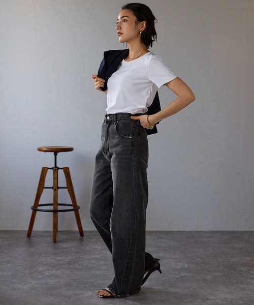 etre pret（エトレプレ）の「多サイズ展開 ラウンドネック半袖カットソー（Tシャツ/カットソー・レディース・ホワイト/ブラック・7号/11号/9号/13号/5号/15号）」の14枚目の写真