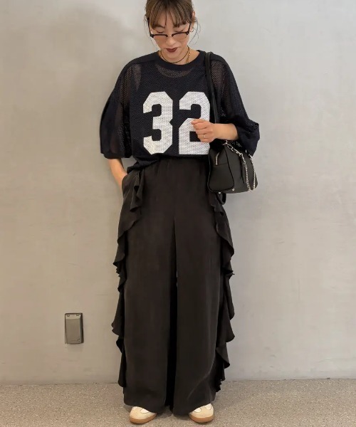 ROSE BUD(ローズバッド)の「FRILL WIDE PANTS(その他パンツ・レディース・ブラック/ブラウン・ONE SIZE)」の8枚目の写真