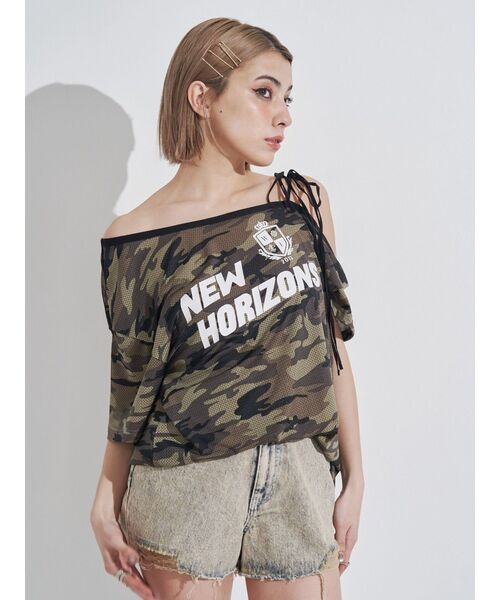 EVRIS（エヴリス）の「ユニフォームワンショルトップス（Tシャツ/カットソー・レディース・ネイビー/その他1/ブラウン・FREE）」の9枚目の写真