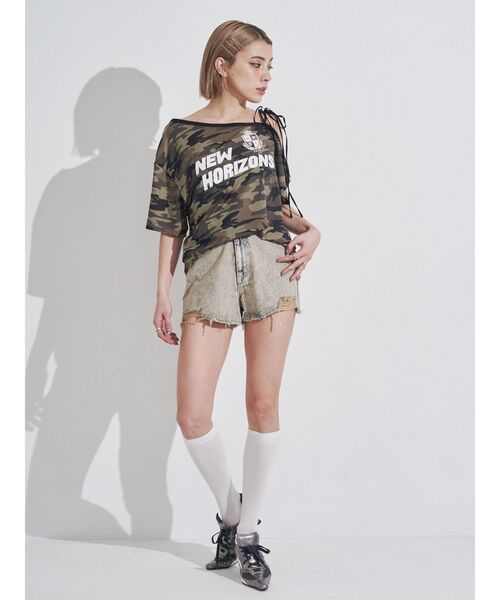 EVRIS（エヴリス）の「ユニフォームワンショルトップス（Tシャツ/カットソー・レディース・ネイビー/その他1/ブラウン・FREE）」の12枚目の写真