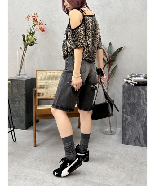 EVRIS（エヴリス）の「ユニフォームワンショルトップス（Tシャツ/カットソー・レディース・ネイビー/その他1/ブラウン・FREE）」の5枚目の写真