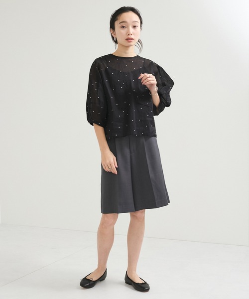 LE CERCLE par rope'(ルセルクルパーロペ)の「ラメドット刺しゅうブラウス(シャツ/ブラウス・レディース・ホワイト/ブラック/ブラウン・FREE)」の4枚目の写真