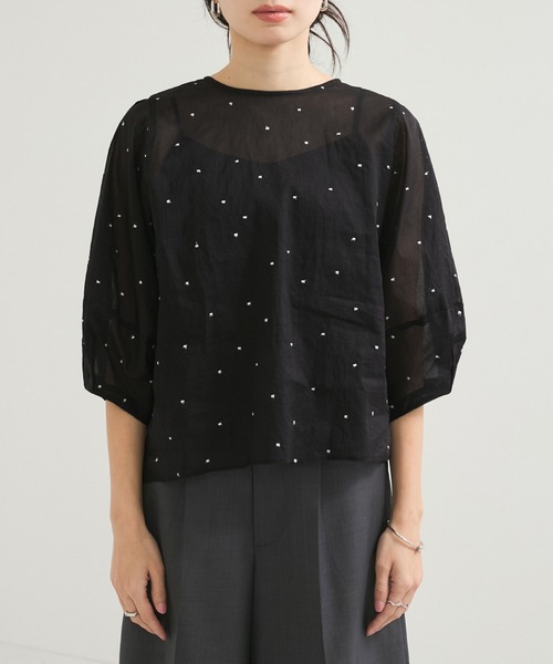 LE CERCLE par rope'(ルセルクルパーロペ)の「ラメドット刺しゅうブラウス(シャツ/ブラウス・レディース・ホワイト/ブラック/ブラウン・FREE)」の16枚目の写真